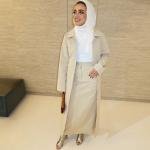 Button-Front Trench Skirt Set with Front-Slit Skirt & Tailored Lapel