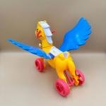 لعبة حصان بعجلات مع أجنحة وجرس إصدار السرج والجرس لعبة دفع خشبية للأطفال الصغار