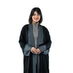 Contrast Panel Open Abaya with Wide Lapel & Cuffed Sleeves