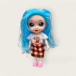 Beauty Fashion Doll – Brown Hair, Striped Top with Denim Overall Dress