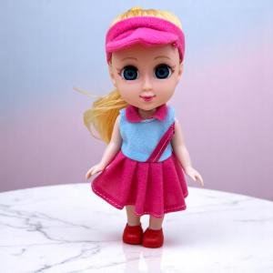 دمية ماي الفتاة الصغيرة بملابس تنكرية تنورة وردية وعصابة رأس الهدية المثالية للأطفال دمية قابلة للجمع وصديقة للعب