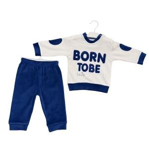 طقم أطفال قطعتين – تيشيرت بطبعة "Born To Be Cute" وبنطال