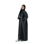 Noir Embellished Abaya with an ornamental brooch look with Scarf