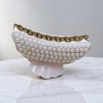 Pearl-Encrusted Hair Claw with Scallop Detail & Gold Grip