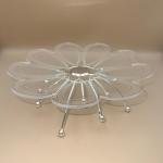 Crystal Acrylic Daisy-Shaped Decorative Serving Stand with Silver Ball Accents