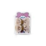 Girl's Gingham-Patterned Rhinestone Embellishments Bow Hair Clip
