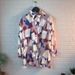 Women's Geometric Print Satin Shirt – Colorful & Trendy Style