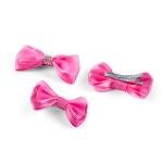 Girl's Elegant Satin Rhinestone Accent Crystal Details Hair Bow Clip