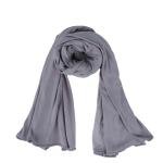 Cotton and Chiffon Scarf with Fine Stitch Edges - Dark Grey