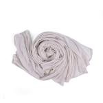 Chiffon and Cotton Scarf with Fine Stitch Edges - Light Beige