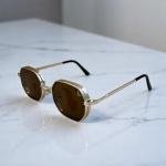 Vintage Octagon Aviator Sunglasses - Gold Frame