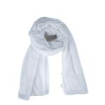 شيلة من القطن والشيفون بحواف خياطة دقيقة – أبيض ثلجي