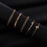 Artificial Golden Glow Butterfly & Star Bracelet Set 5pcs