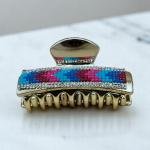 Women’s Glam Mosaic Hair Claw – Beaded Crystal Accent Grip Clip