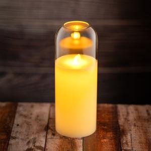 شمعة LED بأسطوانة زجاجية شفافة – شكل أسطواني
