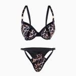 حمالة صدر وسروال داخلي بطبعة جلد النمر مع سلك قطعتين