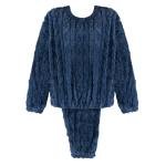 طقم بيجامة شتوية فروي بنقشة متعرجة