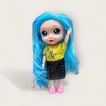 Beauty Fashion Doll – Brown Hair, Striped Top with Denim Overall Dress