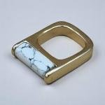 Bold Marbled Barrel Accent Statement Ring