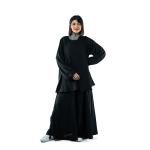 luxurious satin-finish Double Layered abaya with Batwing Sleeves