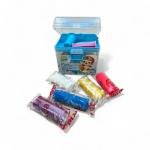 Kids Play Dough Kit – 12 Colors with Cartoon Monkey Design in Transparent Blue Handle Box