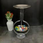 Modern Double-Layer Acrylic Serving Tray – Round Silver Design