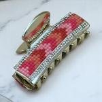 Glam Mosaic Rhinestone Women’s Hair Claw – Pink Sunset Elegance