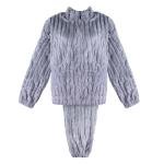 طقم بيجاما فروي مموج بسحاب