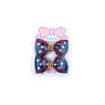 Girl's Heart Print Bow Hair Clip wit Rhinestones