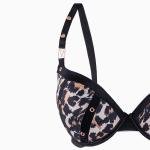 حمالة صدر وسروال داخلي بطبعة جلد النمر مع سلك قطعتين