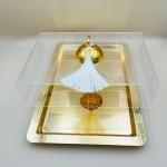 صحن حلويات مستطيل من الأكريليك الذهبي