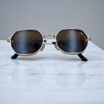 Vintage Octagon Aviator Sunglasses - Gold Frame