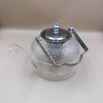 Elegant Textured Glass Teapot with Stainless Steel Lid and Infuser