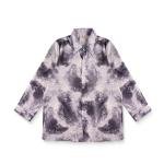 Storm Marble Satin Shirt – Abstract Grey Swirl Print with Gloss Finish & Classic Spread Collar