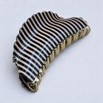 Midnight Stripes Elegance Claw Clip – Women’s Retro Scalloped Grip