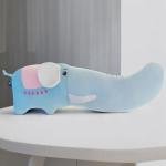 Curved Blue Elephant Plush Pillow 90cm
