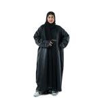 Noir Embellished Abaya with an ornamental brooch look with Scarf